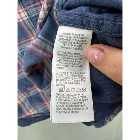 J. Crew Mens Blue Red Double Weave Classic Plaid Button Down Shirt Size XL - Picture 4 of 8